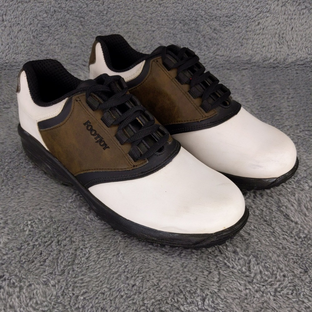 FootJoy Golf Saddle Shoes 6M White Brown Leather Cleated Spiked‎ Golfing
